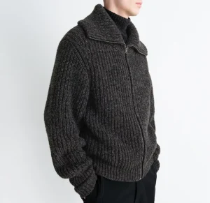 High Neck Men’s Long Sleeve Knitwear 100% Wool Sweater Cardigan Winter