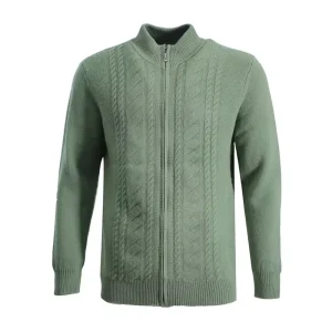 High Neck Zipper Knitted Men’s Sweater Long Sleeve Stretch Warm Slim Fit Casual Business Daily All-match Knitwear