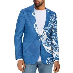 High Quality 1 Button Polynesian Print Classic Blazer Autumn Winter Business Travel Smart Casual Suit Jacket Sports Coat for Men