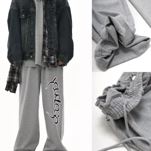 High Quality 100% Cotton Support Customization a Variety of Colors Wash Straight Sweatpants Men’S Casual Pants Trousers