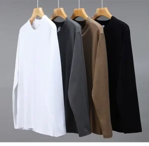 High Quality 260gsm 100% Cotton Long Sleeve t Shirt Oversized Crew Neck Custom logo Full Sleeve t Shirt for Men