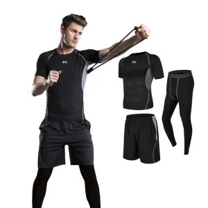 High Quality 5-Piece Men’s Compression Gym Sportswear Sets Custom Plus Size Options