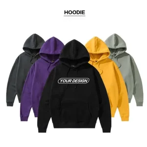 High Quality 600GSM Men’s Hoodie 100% Cotton Winter Sweatshirts Casual Streetwear with Custom Logo Waterproof Solid Pattern