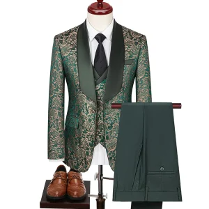 High Quality African Men’s Suits 3 Pieces British Handsome High density Men’s Suits blazer Wedding Dress Male Suit for Men