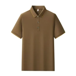 High Quality Anti-Wrinkle Knitted Print Cotton Men’s Golf Sport Shirt with Custom Logo Embroidery Short Sleeve