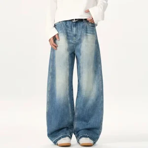 High Quality Banana Denim Baggy Jeans Oversize Wide Leg Cargo Pants Streetwear for Men Women Hip Hop Loose Washed Dirty Look