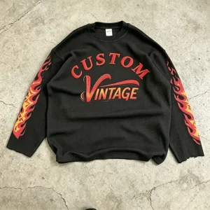 High Quality Blank Sweatshirts Thermals Heavyweight Long Sleeve Custom Logo Crewneck Sweater Waffle Fabric for Men