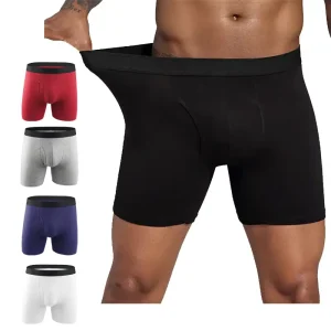 High Quality Breathable Eco Friendly Anti-Bacterial Seamless Cotton Spandex Men’s High-Rise Boxer Shorts with Custom Logo Waist