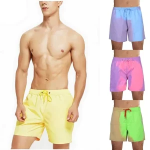 High Quality Color Changing Swim Trunks Quick Dry Swimwear Beach Pant Water Reactive Short Fashion Style Trunks Casual Polyester