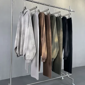 High Quality Custom Logo Winter Men Clothes Acid Washed Hoodie and Joggers Tracksuit Set for Men