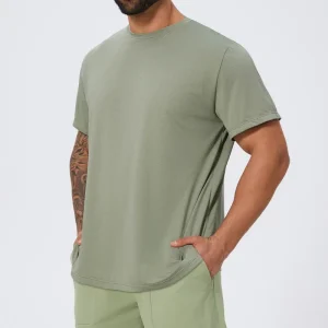 High Quality Custom Men’s Polyester Solid Color Short Sleeve T Shirt Multiple Colors Casual Gym Daily Wear Comfortable Tops