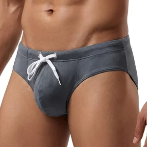 High Quality Custom Men’s Swim Shorts with Pouch Drawstring Beach Wear Swimming Trunks and Swim Pants Briefs