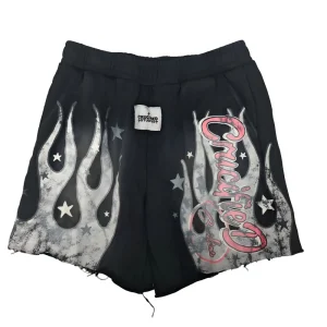 High Quality Custom Vintage Washed Black Frayed Hem Streetwear Sweat Shorts Casual Drawstring Cotton Distressed Shorts
