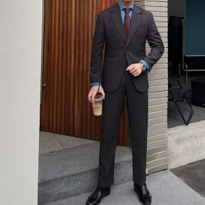 High Quality Men Suit Slim Fit Italian Classic Men’s Suit Light Luxury and High Texture Formal Suit