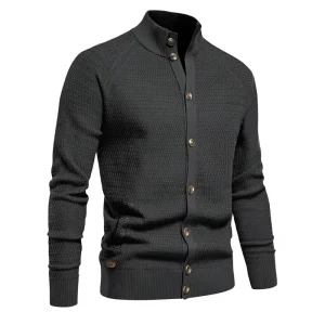 High Quality Men’s Cardigan Sweater Knitwear Winter High End American Style Long Sleeve Jacket Spandex Cotton Solid Pattern