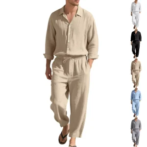 High Quality Men’s Cotton Linen Woven Pants Trousers Loose Solid Vintage Style Summer Outdoor Quick Dry Breathable Lightweight