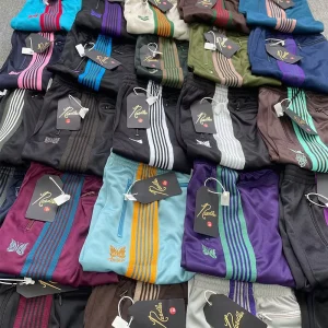 High Quality Men’s Designer Needles Pants Stripes Pocket Fitness Sportswear Trousers Men Butterfly Embroidery Sweatpants for Men