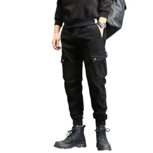 High Quality Men’s High End Multi Pocket Cargo Joggers Casual Drawstring Waist Outdoor Sports Pants