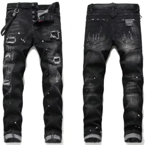High Quality Men’s Jeans Fitting Streetwear Soft Ripped Denim Pants Men Jeans