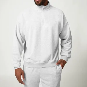 High Quality Men’s Long-Sleeve Quarter-Zip Fitness Sweatshirt Breathable Solid Color Casual Athletic Workout Tennis Sweater