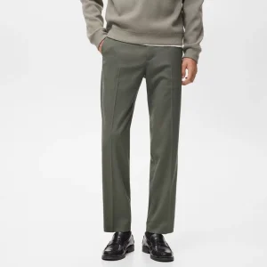 High Quality Men’s Regular Fit Straight Mid Waist Pleated Stretch Casual Wear Pants