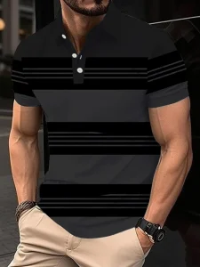 High Quality New Design Men’s Casual Fashion Simple Quick Dry Short Sleeved Button Neck Polo Shirt Men’s Polo Shirt for Summer