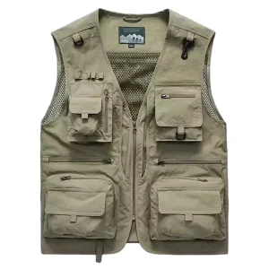 High Quality Outdoor Casual Men’s Tactical Hiking Fishing Photographer Vest Mesh Sleeveless Jacket Work Wear Multi Pockets Soft