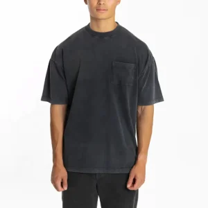 High Quality Plain Men’S T Shirt Manufacturer Oversized Custom Logo Graphic Heavyweight 100% Cotton Washed T Shirt With Pocket