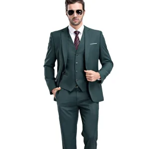 High Quality Single Breasted Business Suits Slim Fit 3-Piece Men’s Wedding Suit with Plaid Blazers