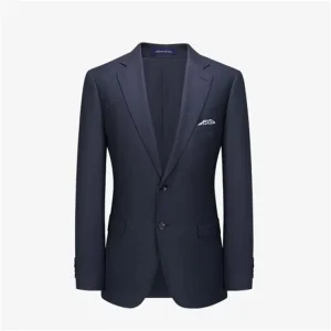 High Quality Unique Men’S Suit Blazers Wool Blue Business Casual Slim Fit Suit Jacket