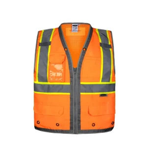 High Vis Safety Vest with Multi Pockets Class 2 with Reflective Tape Fluorescent for Outdoor Safety Work Use
