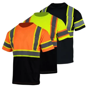 High Visibility Short Sleeve Work Reflective Safety T Shirt Men’s Heavy Duty Breathable Hi Vis Shirts Class 3 Type R Workwear