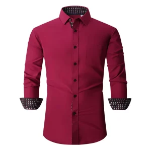 High quality Men’s Shirts European and American Style Business Casual Men’s Shirts Wrinkle free Long sleeved T shirts
