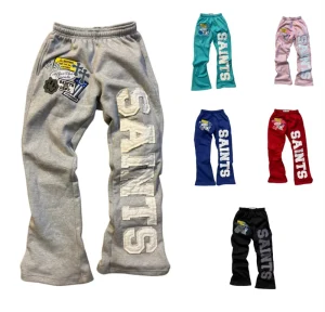 High quality Woolen Fabric Mid Waist Polyester Sweatpants Men’s and Women’s Casual American Hip hop Style Trousers