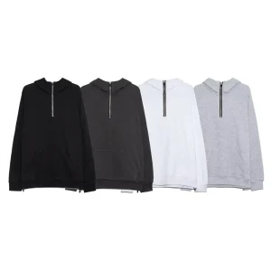 Hoodies Sweatshirt Half Zip Hoodie with Slit Hem Zipper Solid Color Unisex Men’s Hoodies & Sweatshirts Street
