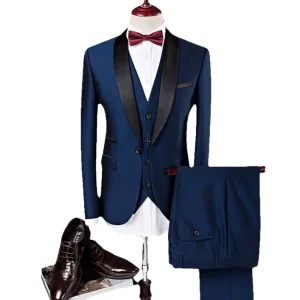 Hot Fashion Slim Fit Plus Size Anti Wrinkle Blazer 3 Pcs Two piece Set Wedding Formal Peaked Lapel Prom Terno Masculino Men’s