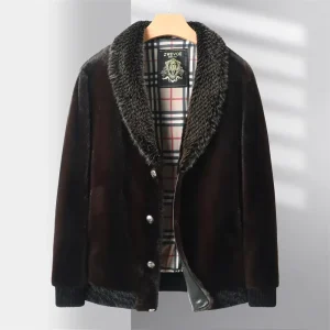 Hot Selling Men’S Winter Outwear Furry Reversible Faux Fur Jacket Coat Artificial Mink Fur Coat