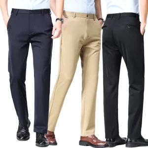 Hot Selling Mens Slim Fit Dress Pants Casual Business Lightweight Straight Formal Gentleman Pants Comfort Stretch Trousers