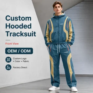 IKDEER Streetwear Manufacturers Polyester Waterproof Hooded Spring Tracksuit Men’s Lightweight Unisex Screen Print Nylon Jogger