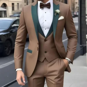 In Stock Men Suits 3 Piece Jacket Pants Vest Men’s Clothing Slim Fit Full Sets Wedding Groom Suit for Man