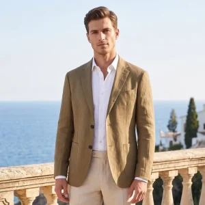 In Stock Mens 100% Linen Blazer Breathable Natural Fabric Custom Label & Logo Accepted Low MOQ Mixed