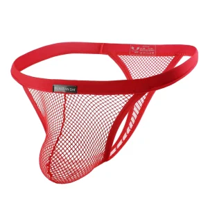 In-Stock Men’s Underwear Breathable Solid Color Knitted Mesh Low-Rise Thong Sexy Nylon Cotton 4XL XL