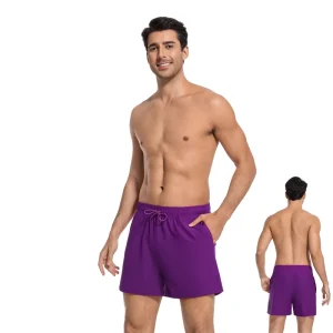 In Stock Tan Through Men’s Beach Short SwimWear 1 Piece Purple Color Swim Trunks Say Goodbye Tan Line