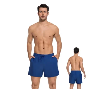 In Stock Tan Through Men’s Beach Short Swimwear 1-Piece Blue Color Swim Trunks