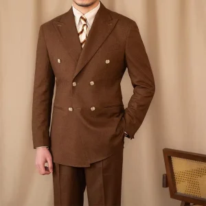 Italian Double-breasted No Pockets Solid Color Suit Men’s Lapel Business Casual 500G Heavyweight Blazer