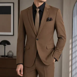 Italian Style Men’s Formal Blazer Single Breasted V-neck Anti-Wrinkle Worsted Fabric 340g Party