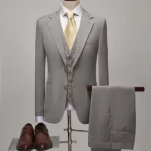 (Jackets+Vest+Pants) Men’s High Quality Business Blazers Three-piece Suit Men’s Slim Suit Stripes Suits for Men