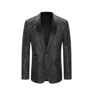 Jacquard Men’s Stylish Slim Black Business Office Suit Plus Size Breathable Large Classic Blazer