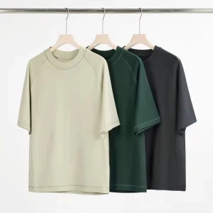 Japanese Retro Style Men’s Casual Half-Sleeved Top Heavy Weight 300g Pure Cotton Raglan Short-Sleeved T-Shirt for Summer Youth