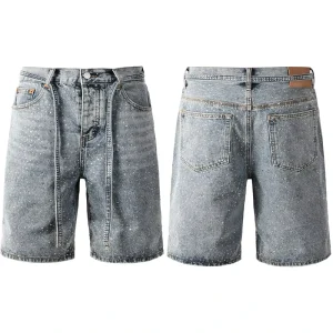 Jeans Shorts Men’s Summer Stretch Denim Pants Rhinestone Short Jeans Hommes